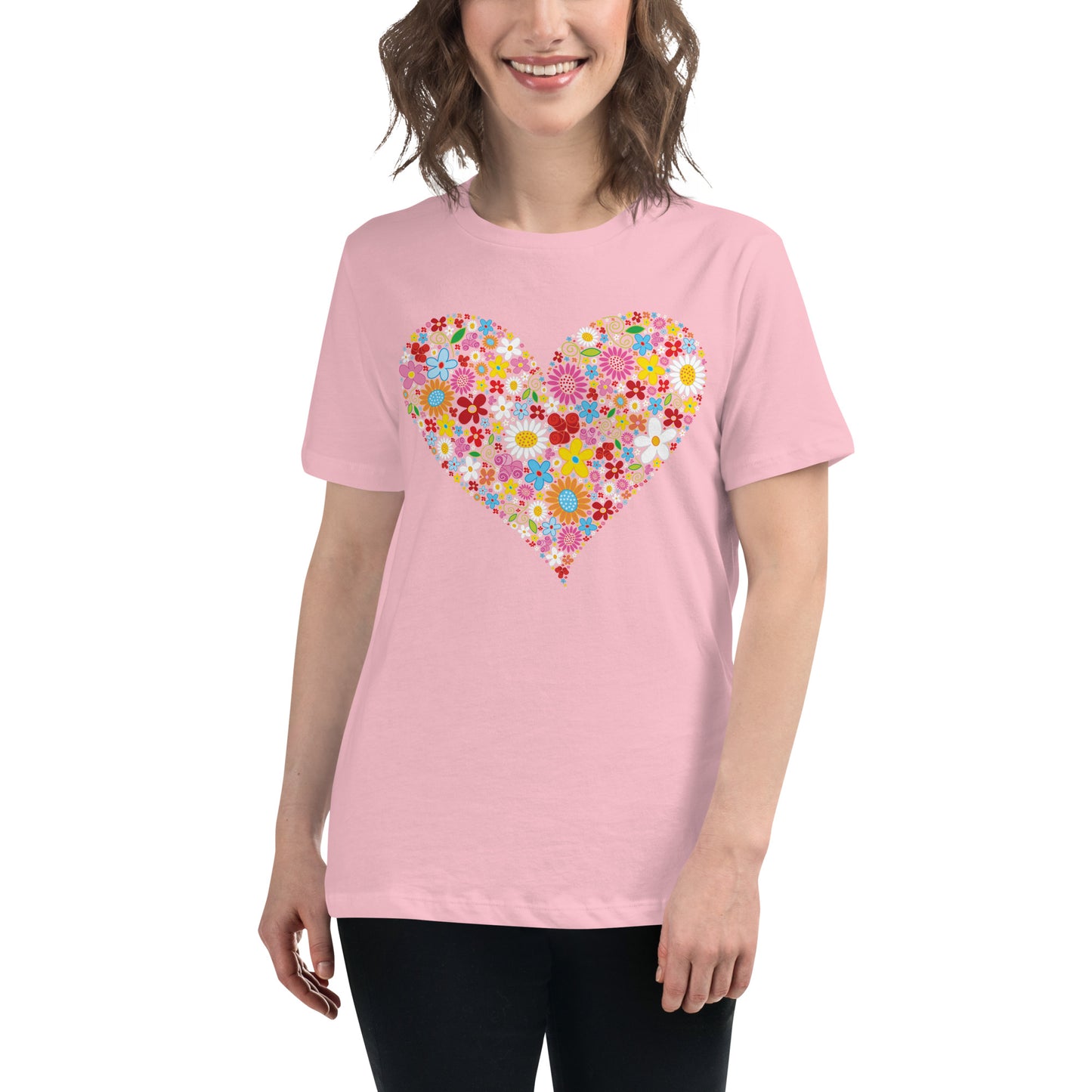 Dames T-shirt Heart Shaped Flowers
