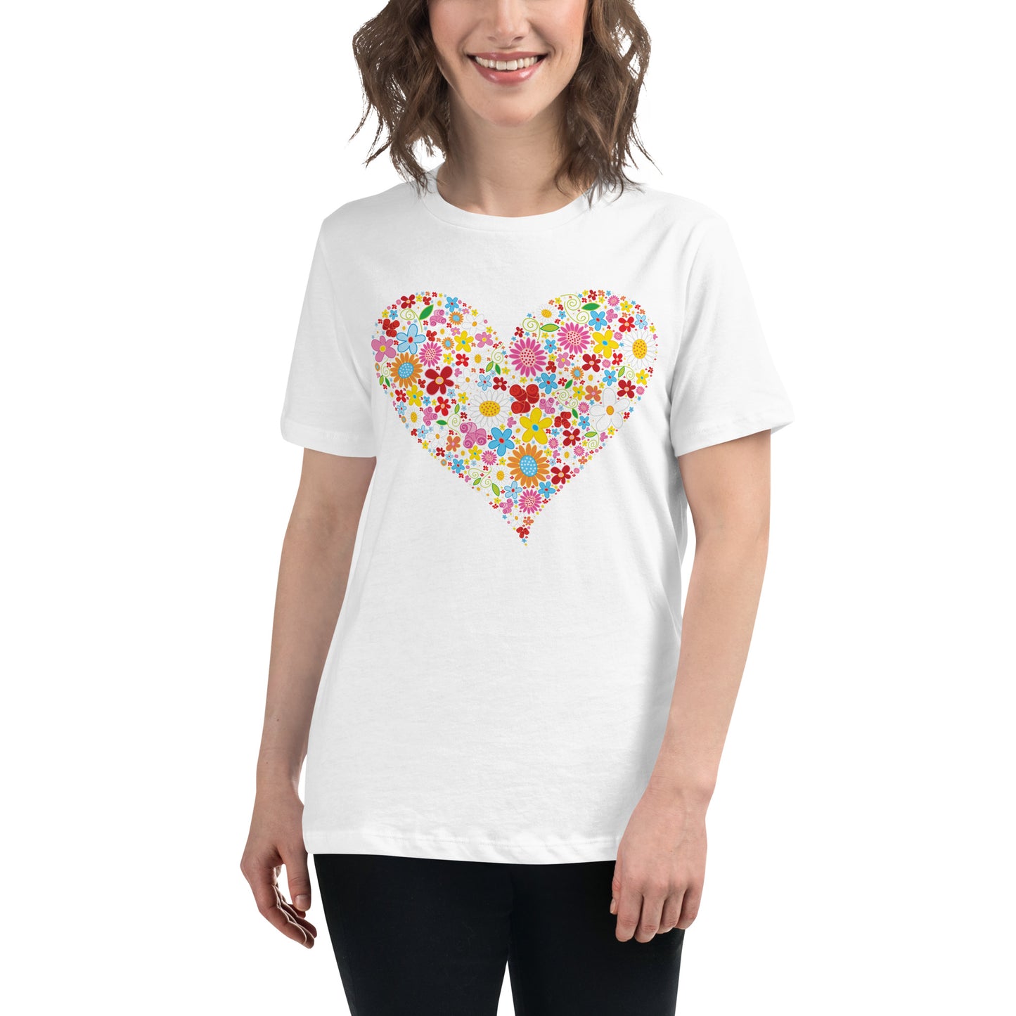 Dames T-shirt Heart Shaped Flowers