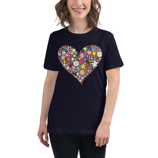 Dames T-shirt Heart Shaped Flowers